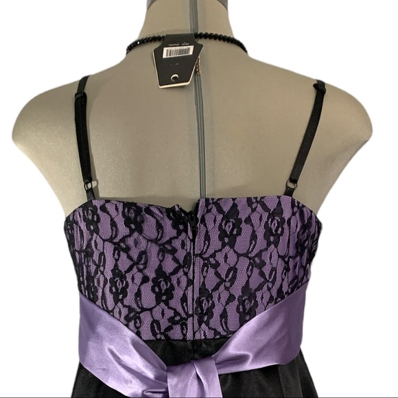 BWear purple and black Satin Fit Flare Dress Size9 - Picture 4 of 8